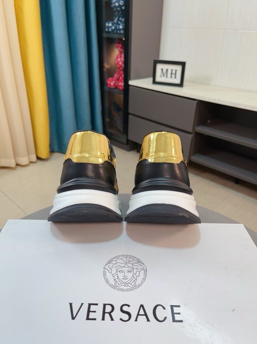 Versace Gold Pattern Leather Sneakers — back