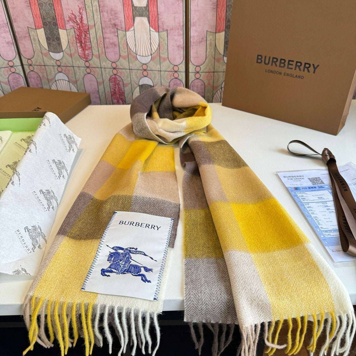 Burberry Plaid Fringe Scarf — front