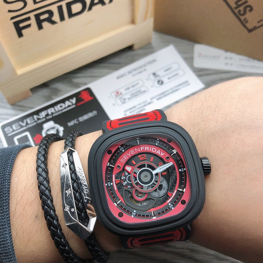 SEVENFRIDAY Red Dial Strap Watch — model