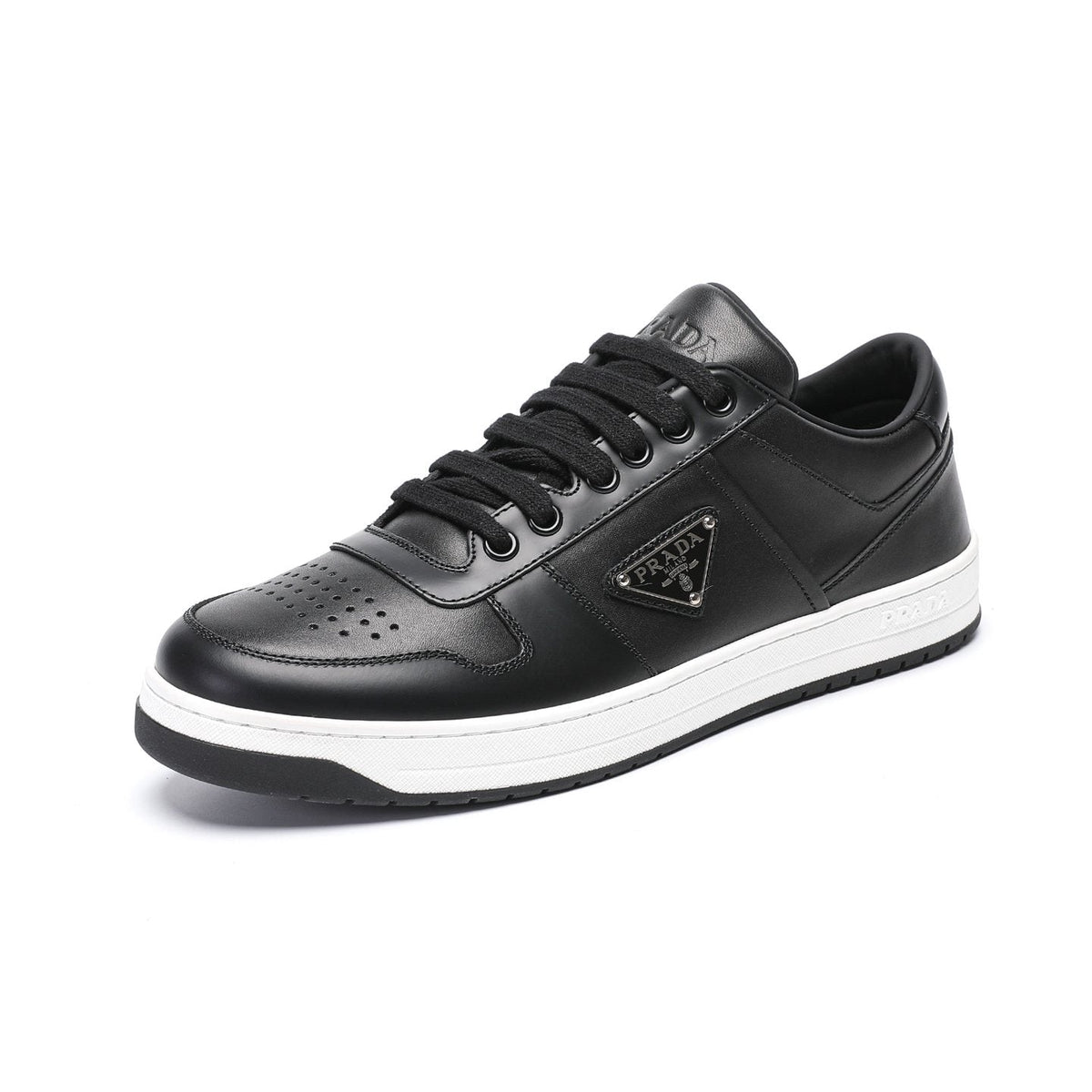 Prada Triangle Plaque Low-Top Sneakers — front