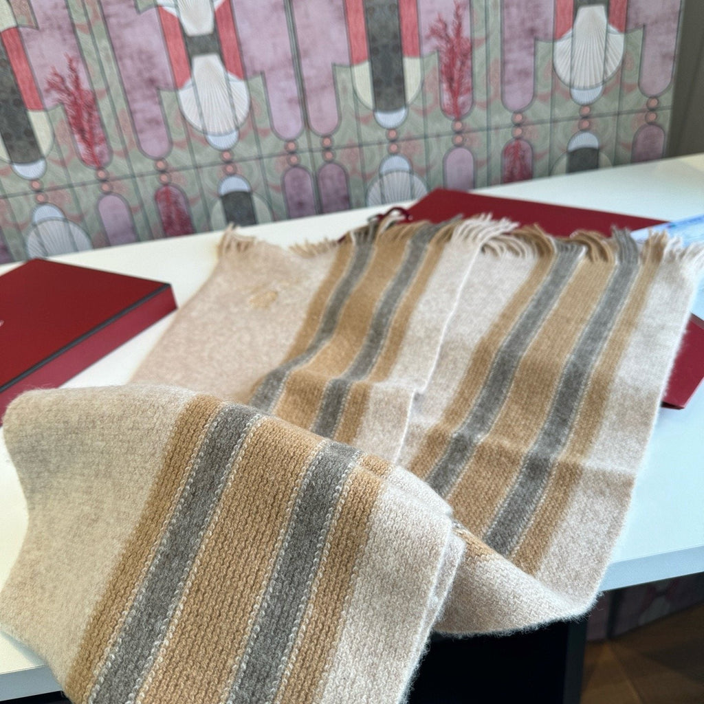 Loro Piana Striped Fringed Scarf — detail