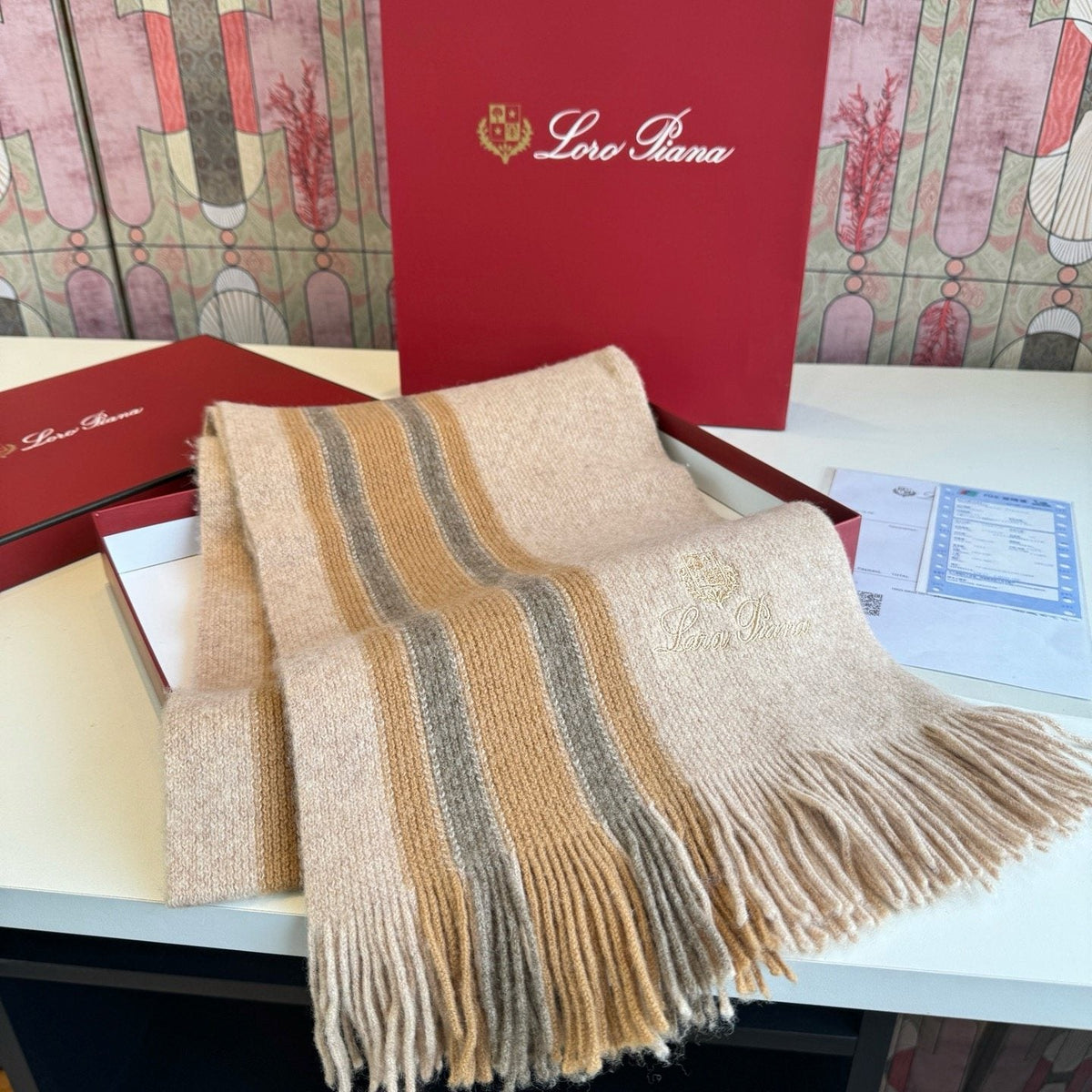 Loro Piana Striped Fringed Scarf — front
