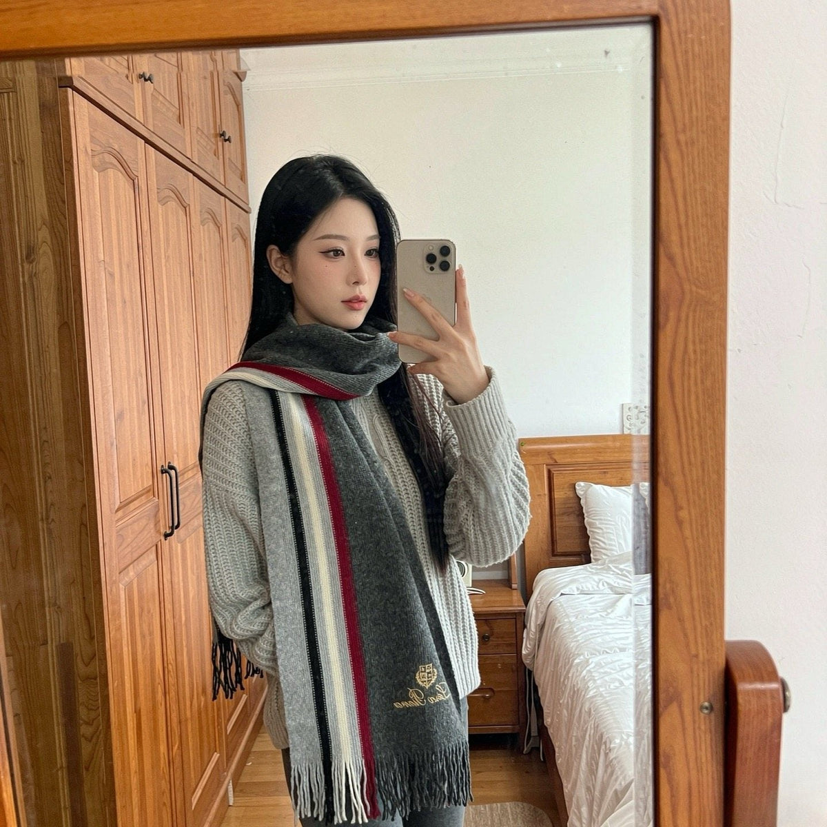Loro Piana Striped Fringed Scarf — model