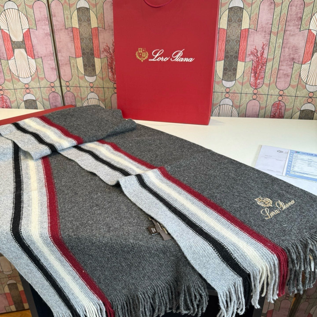Loro Piana Striped Fringed Scarf — front