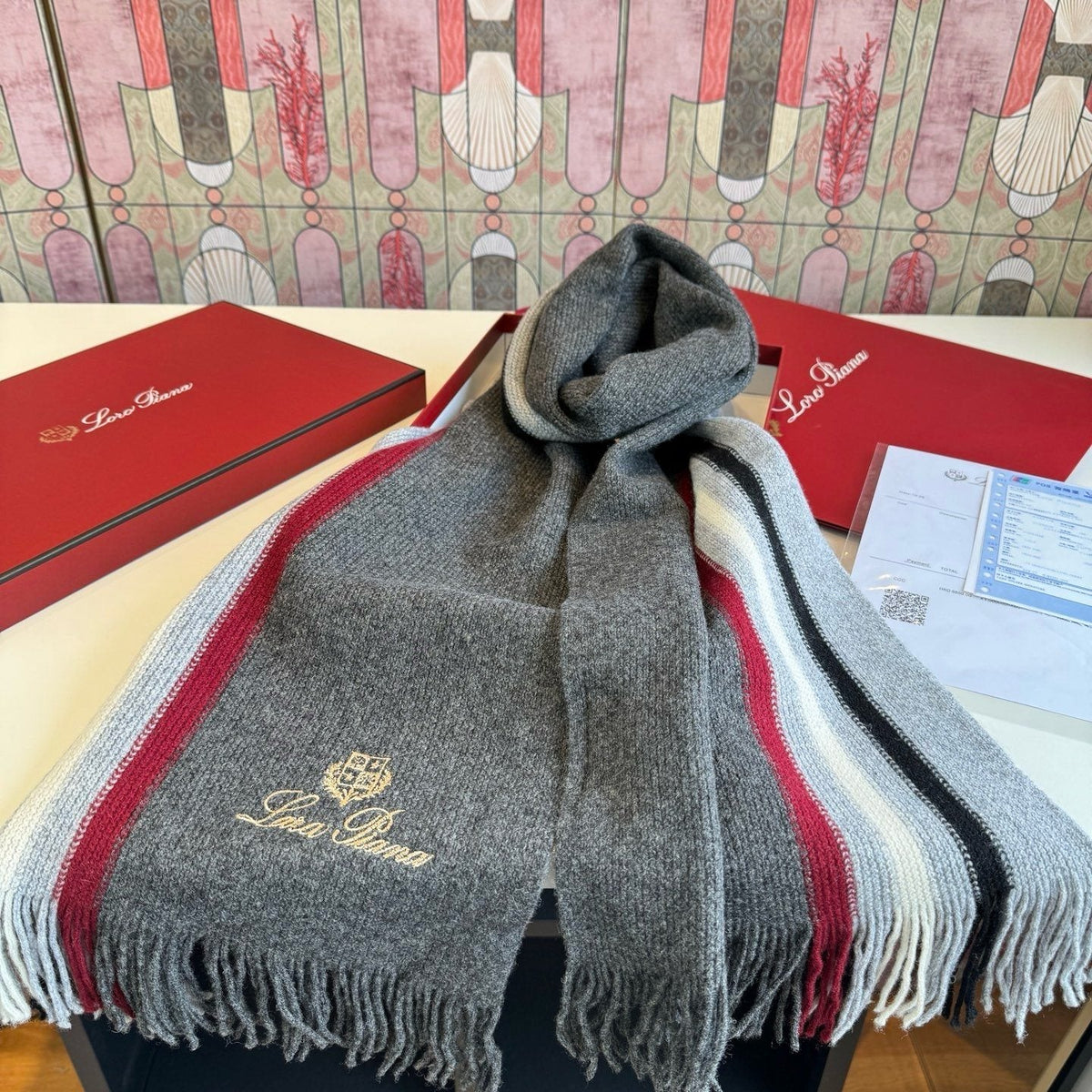 Loro Piana Striped Fringed Scarf — front