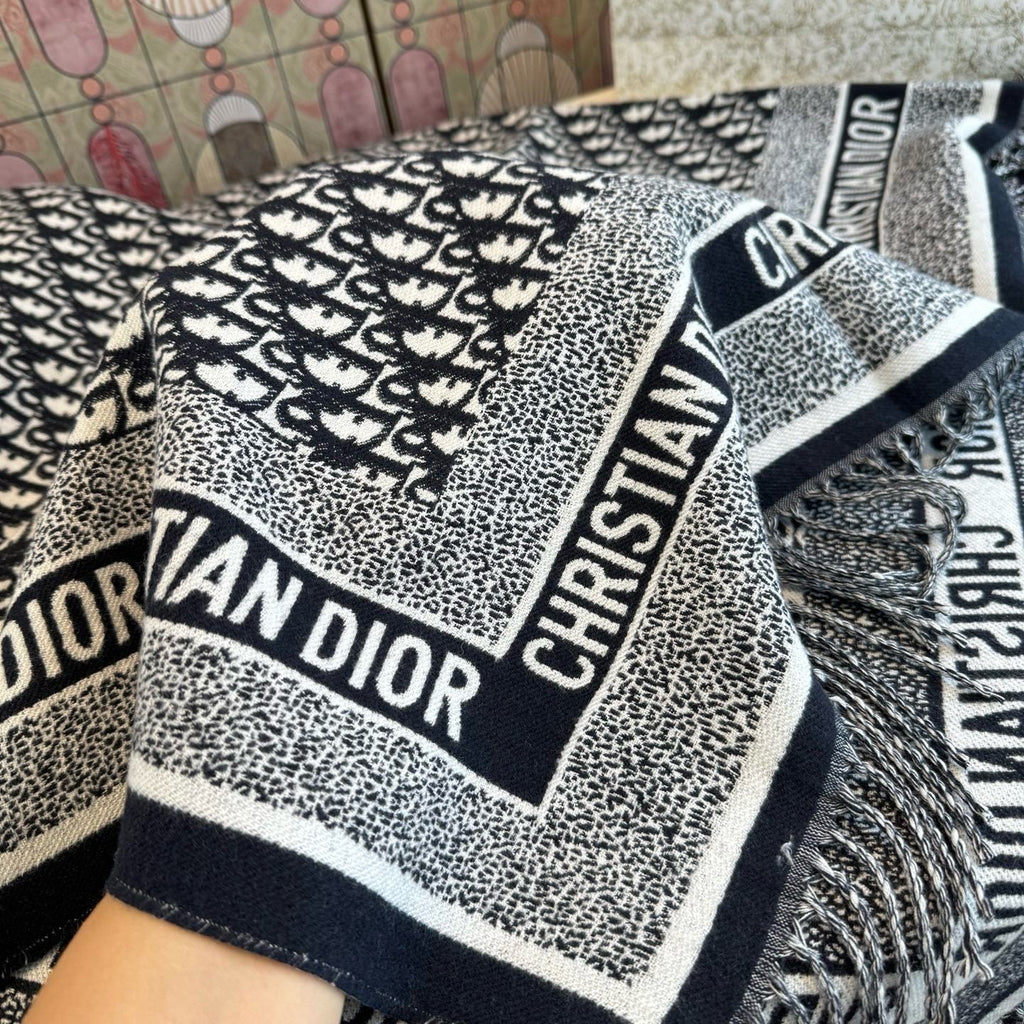 Dior Graphic Fringe Square Scarf — detail