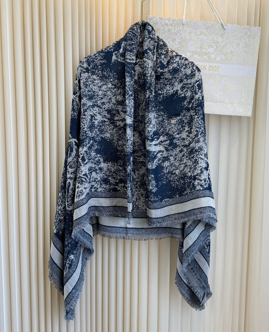 Dior Fringed Animal Print Square Scarf — front