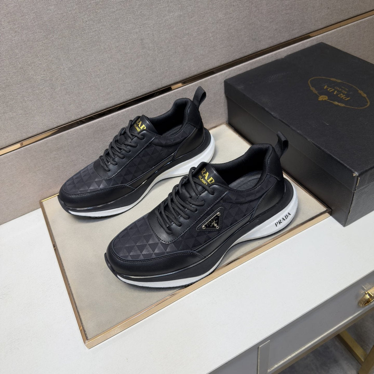 Prada Quilted Panel Sneakers — side