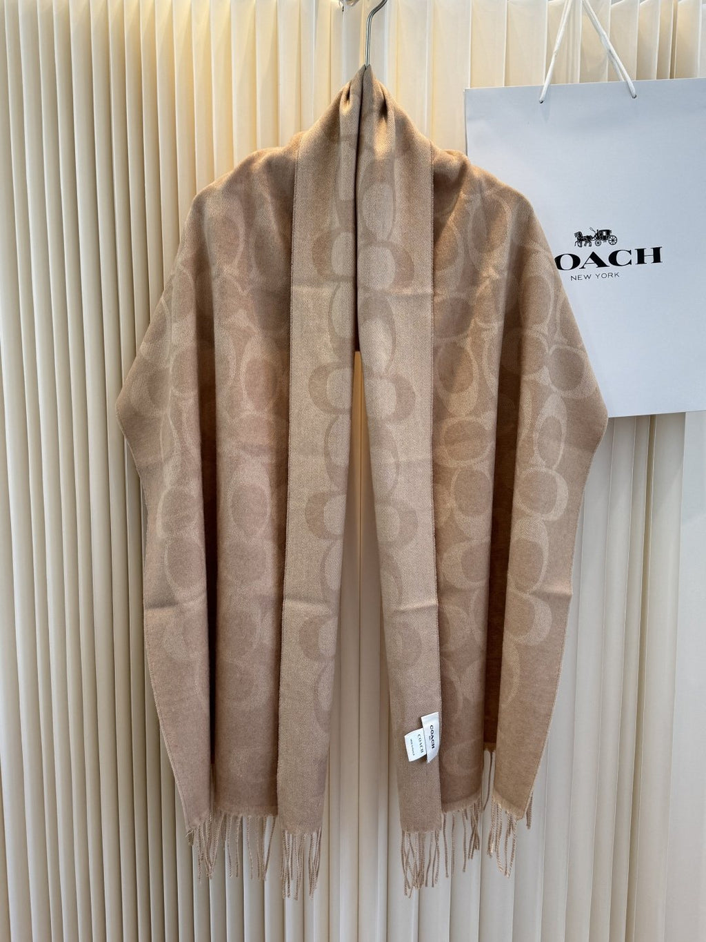 Coach Fringed Monogram Scarf — front