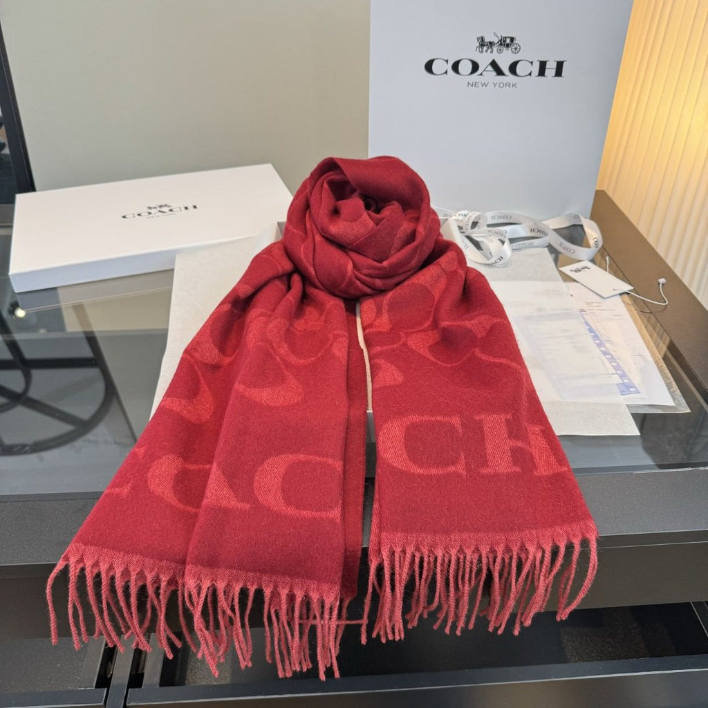 Coach Fringed Monogram Scarf — front