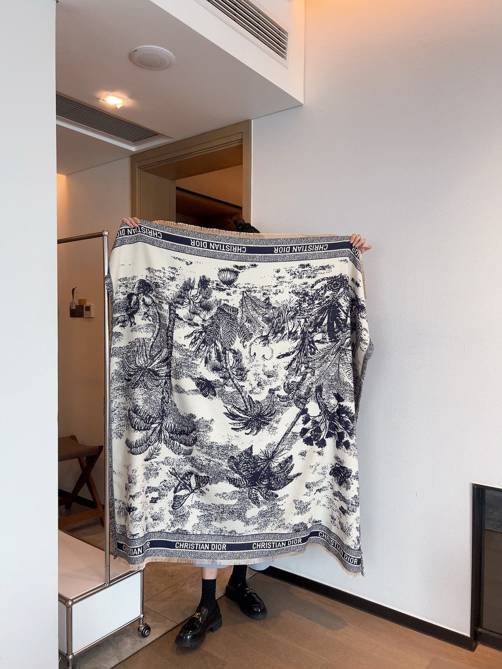 Dior Botanical Print Square Scarf — detail
