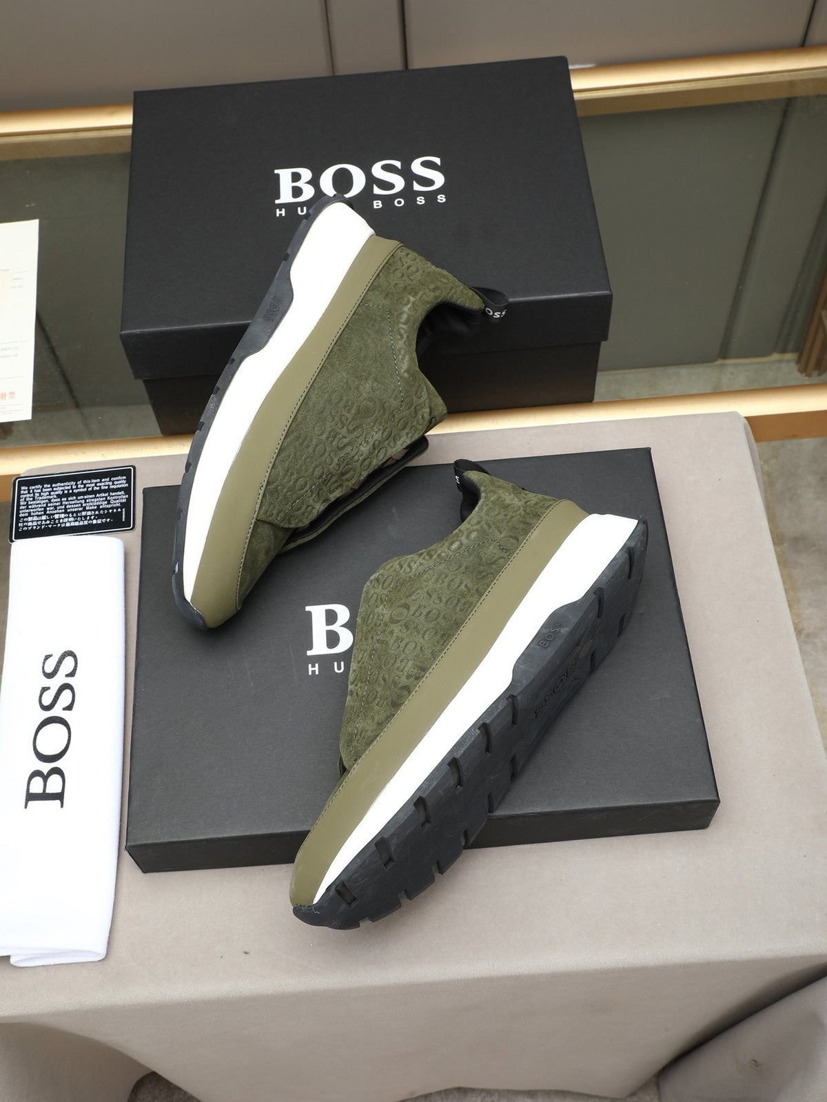 Hugo Boss Men's Textured Thick-Sole Slip-On Sneakers — front