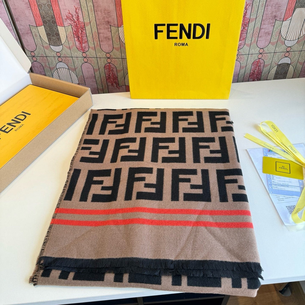 Fendi Geometric Shawl Wrap — front
