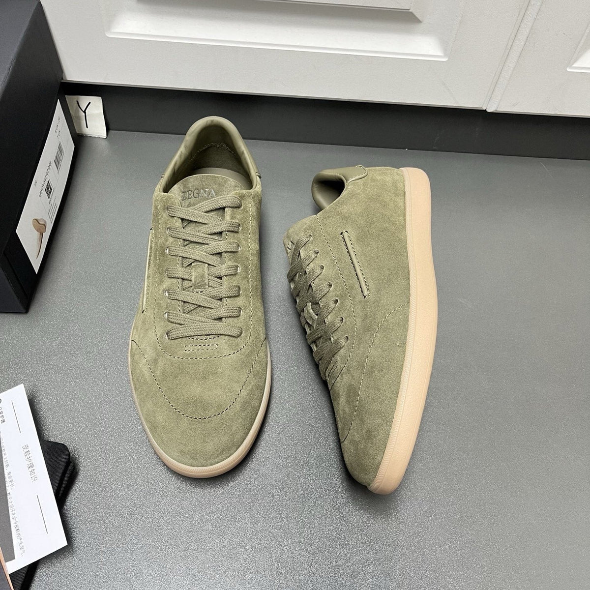 Zegna 232 Suede Low-Top Sneakers — front