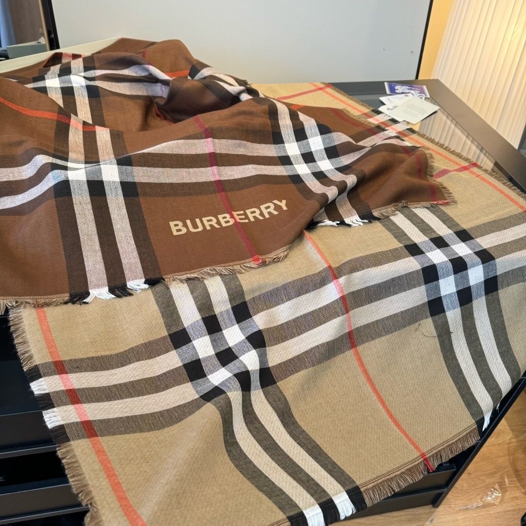 Burberry Charcoal Gray Plaid Scarf — front