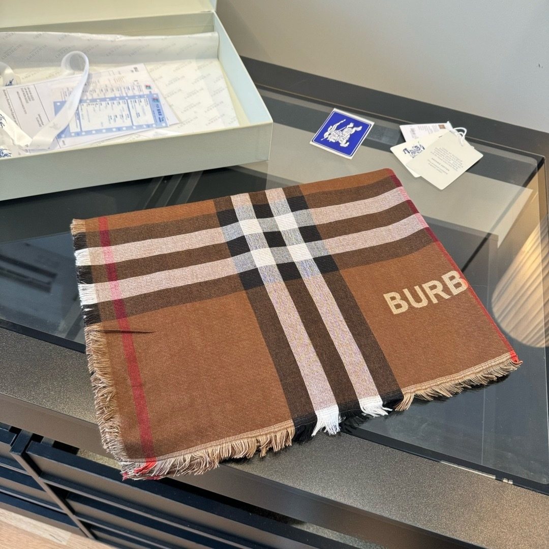 Burberry Plaid Fringe Scarf — front