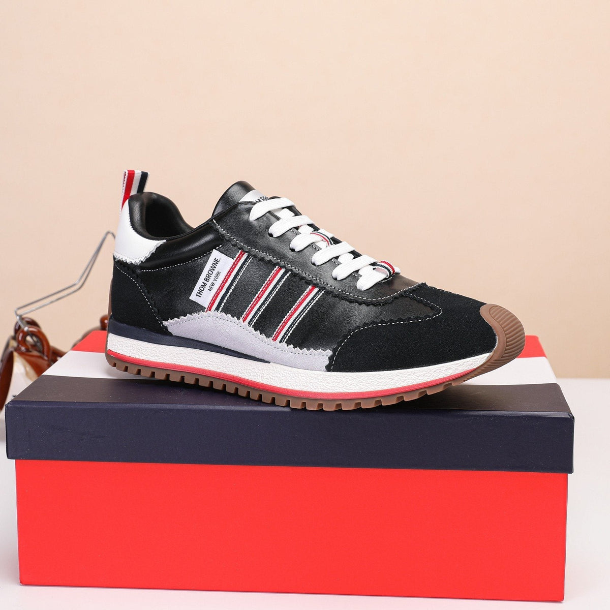 Thom Browne Low-Top Leather Sneakers — side