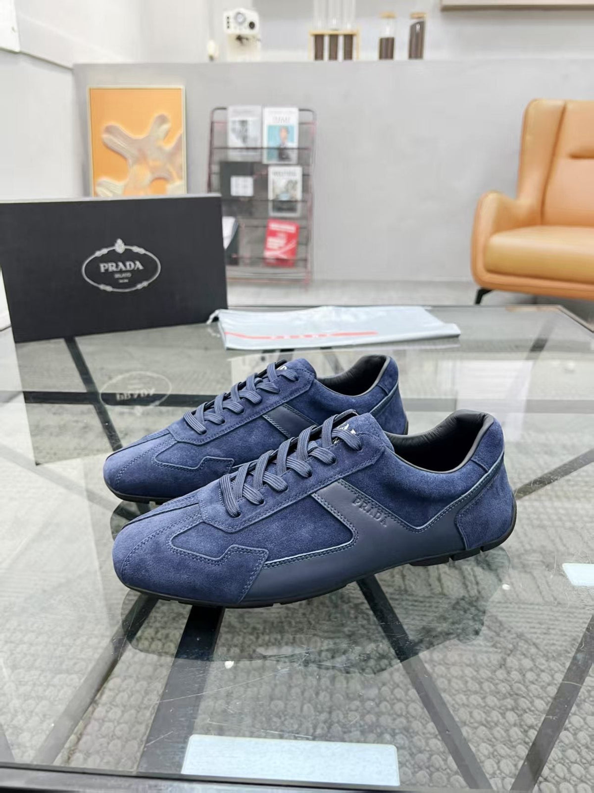 Prada Panel Lace-Up Sneakers — side