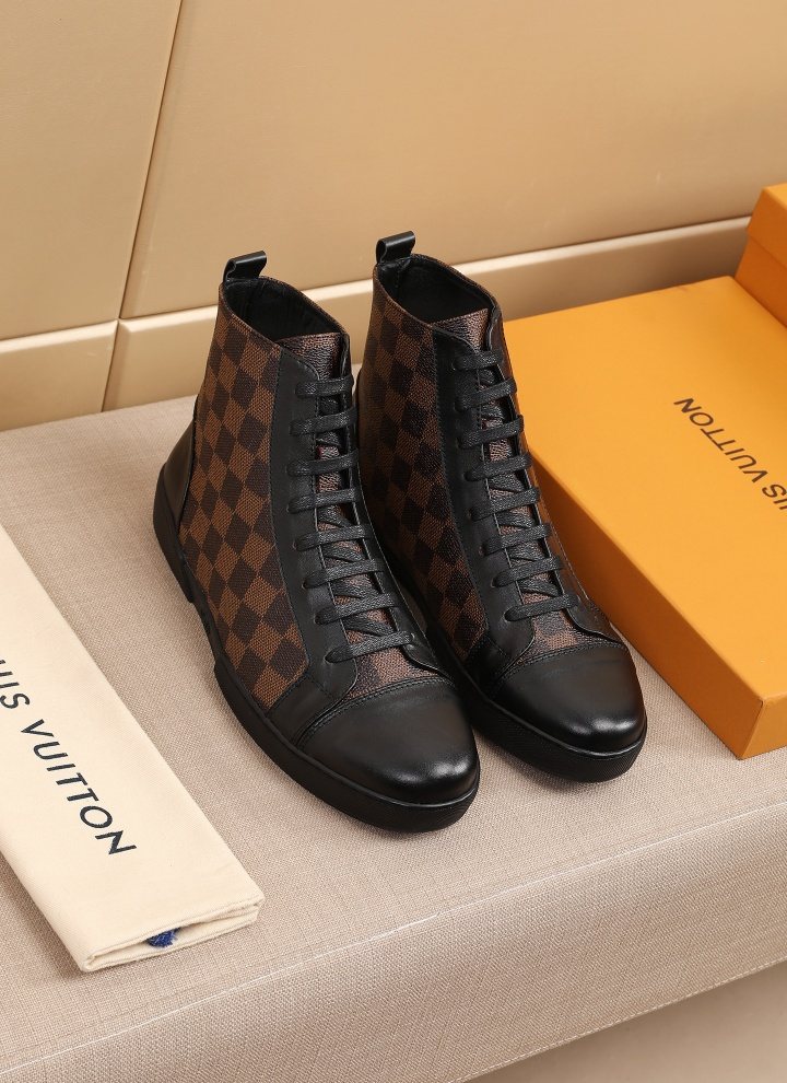 Louis Vuitton Checkerboard High-Top Boots — side