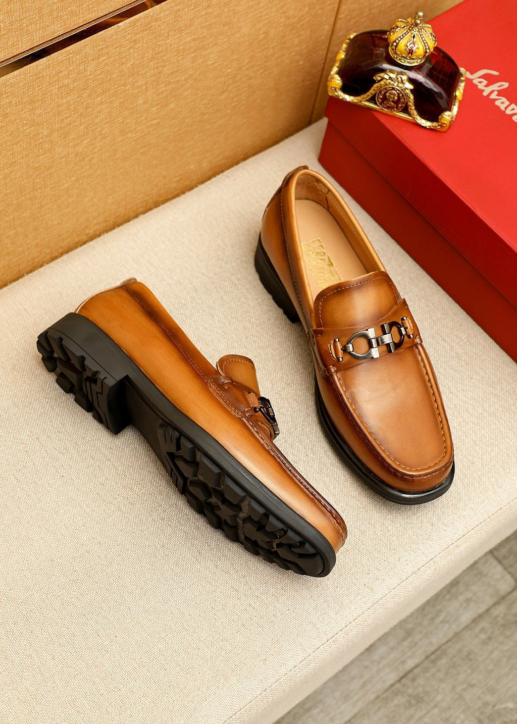 Ferragamo Leather Bit Loafers — front