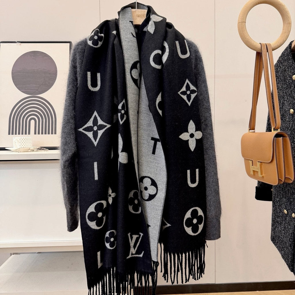 Louis Vuitton Monogram Fringe Scarf — front