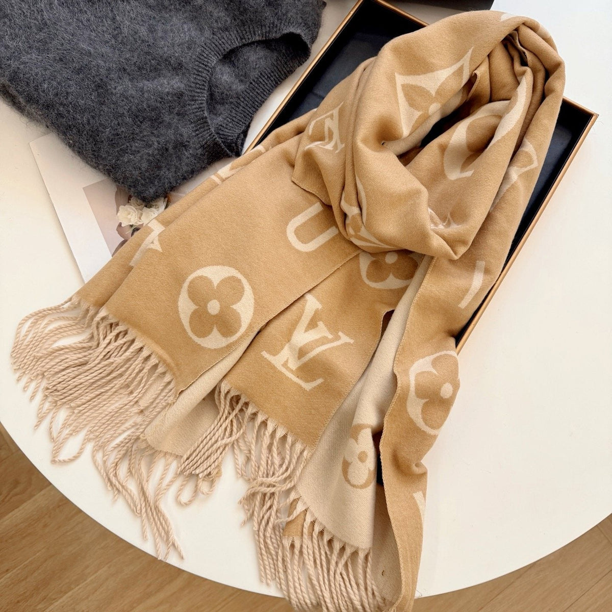 Louis Vuitton Monogram Fringe Scarf — side