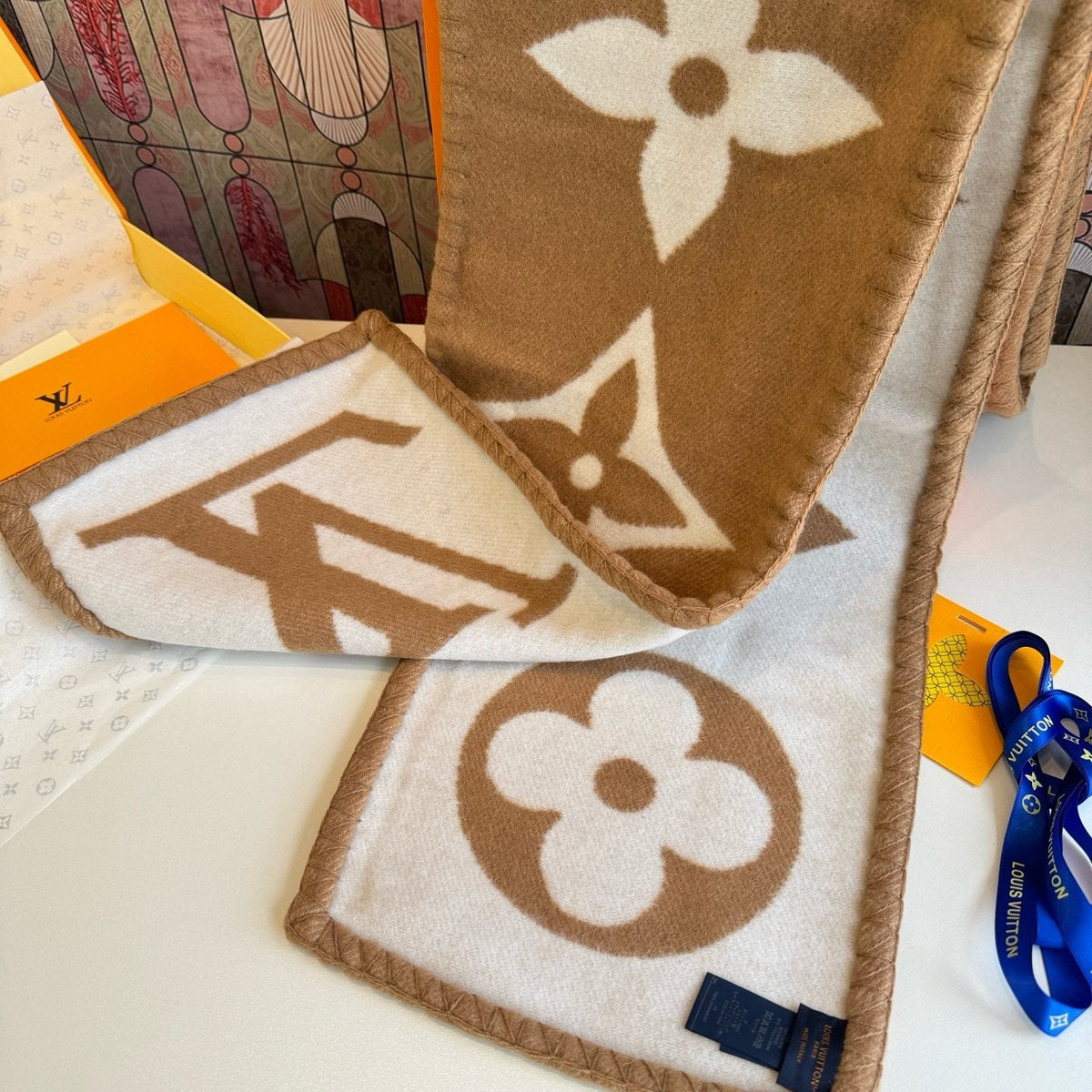 Louis Vuitton Oversized Monogram Fashion Scarf — detail