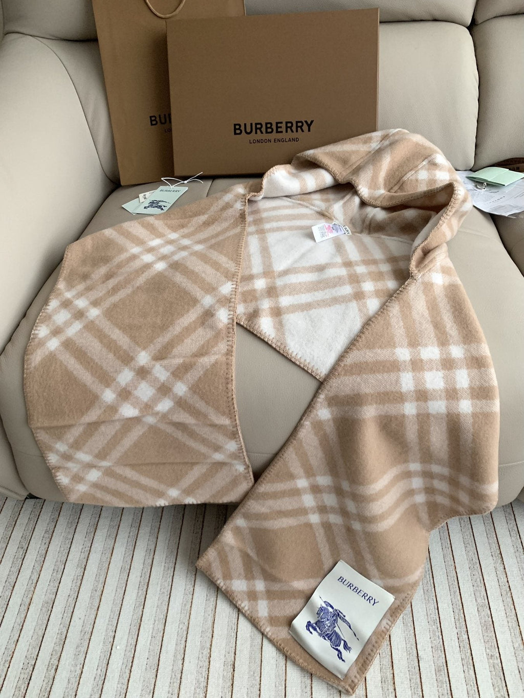 Burberry Plaid Hooded Scarf — front