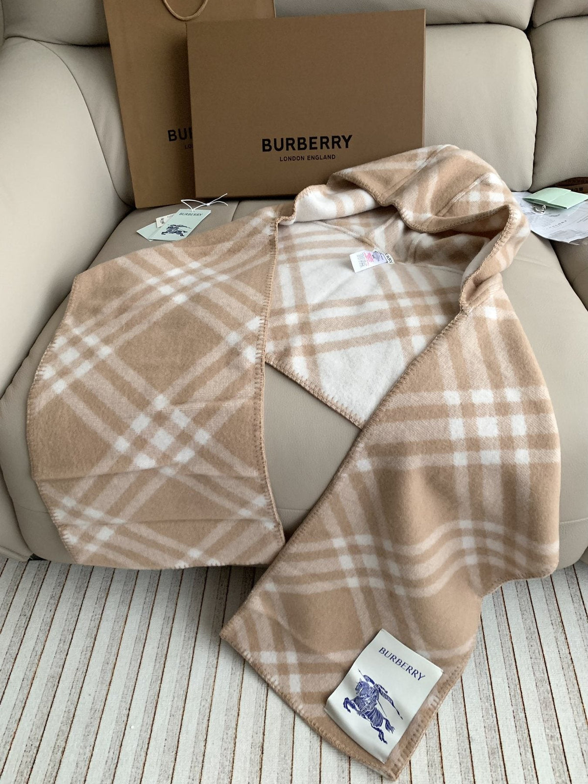 Burberry Plaid Hooded Scarf — front