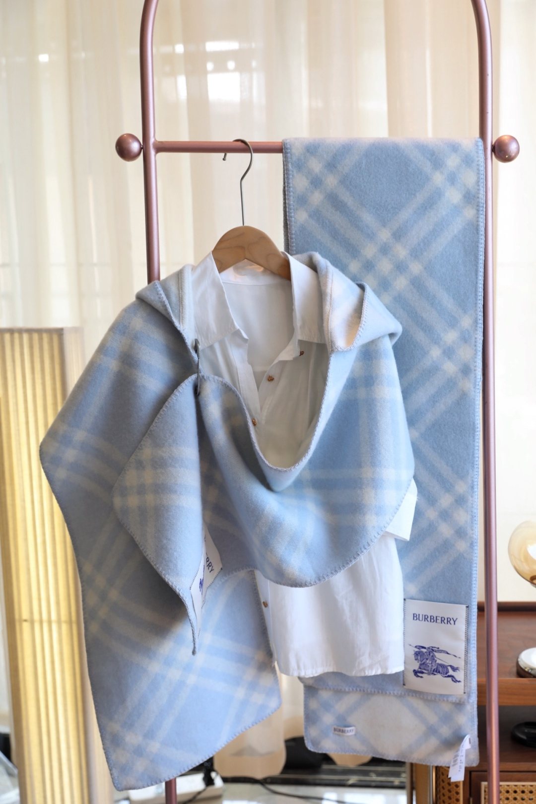 Burberry Plaid Hooded Scarf — front
