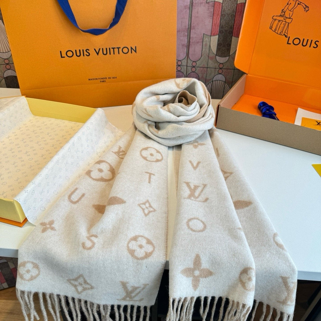 Louis Vuitton Fringed Wool Monogram Scarf — hero