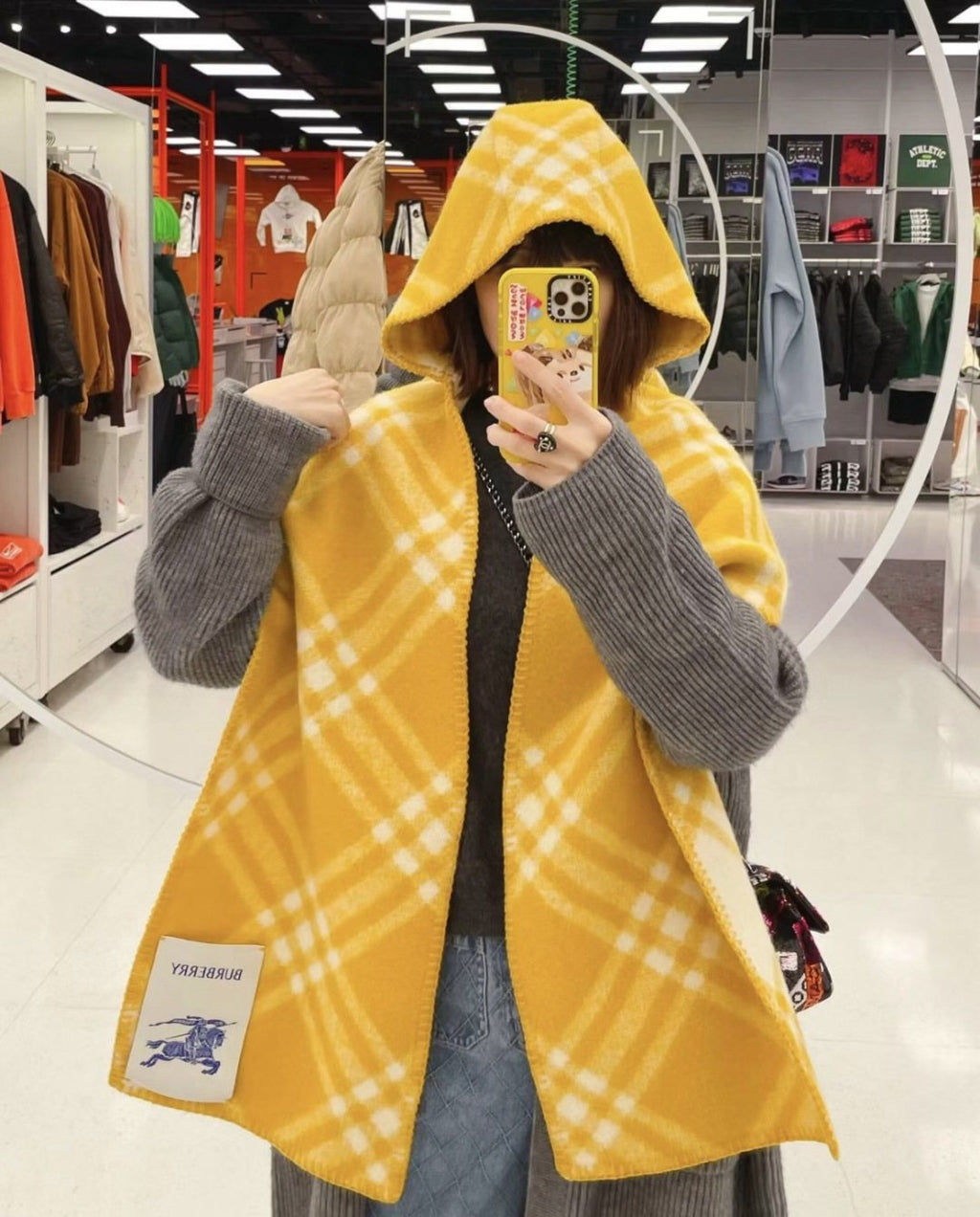 Plaid Hooded Scarf Wrap — side