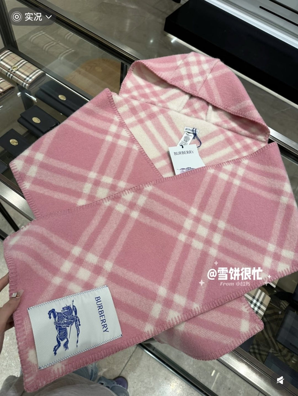 Plaid Hooded Scarf Wrap — front