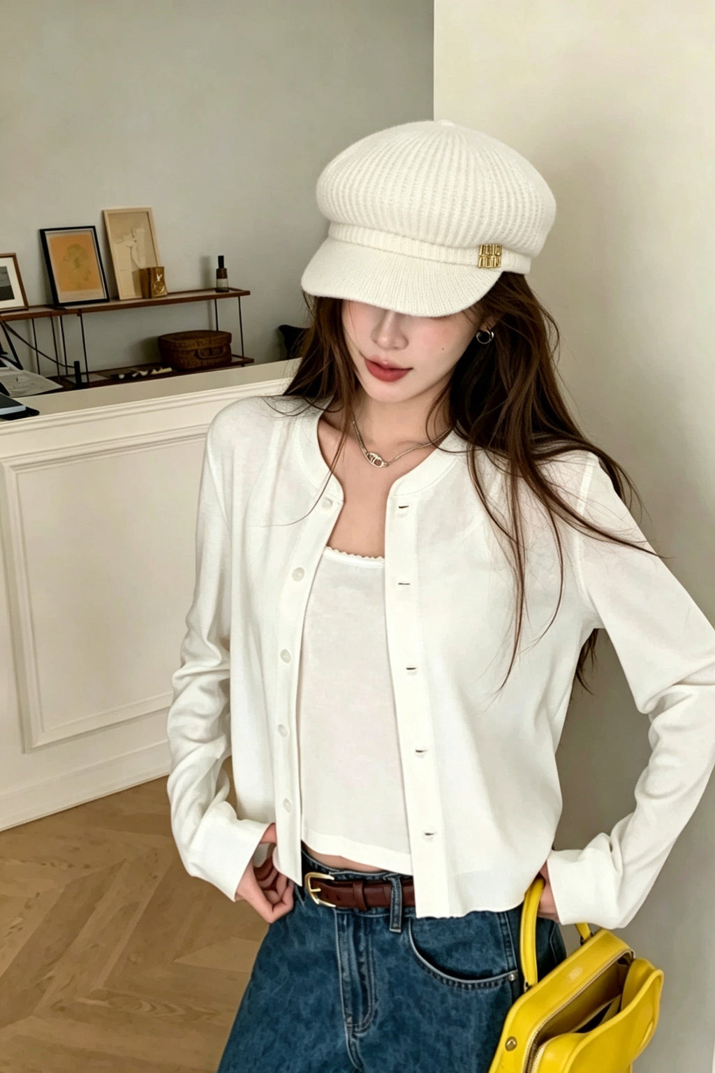 Miu Miu Knit Newsboy Cap